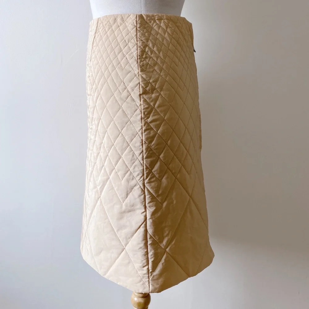 Postcard Tan Puffer Pencil Skirt with Back Zipper size M/8 RARE - Picture 2 of 10